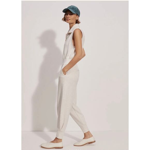 Varley Double Soft Madelyn Stretch-Jersey Jumpsuit Ivory-Marl Size‎ Small - Picture 4 of 16